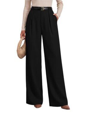 Wide Leg High Waisted Business Casual Pants with Pockets